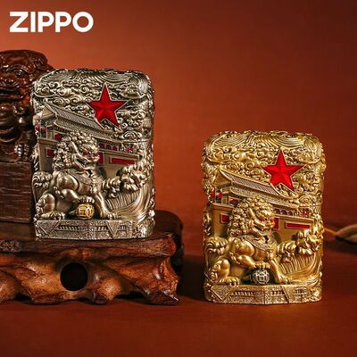 zippo打火机 雄关万里套壳煤油打火机3D浮雕送男士礼物zp