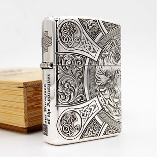 正品zippo煤油打火机正版 纯银盔甲五面精雕 启示录 天启四骑士