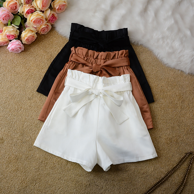 2022夏季新款韩版百搭A字阔腿短裤高腰显瘦时尚配腰带花苞裤