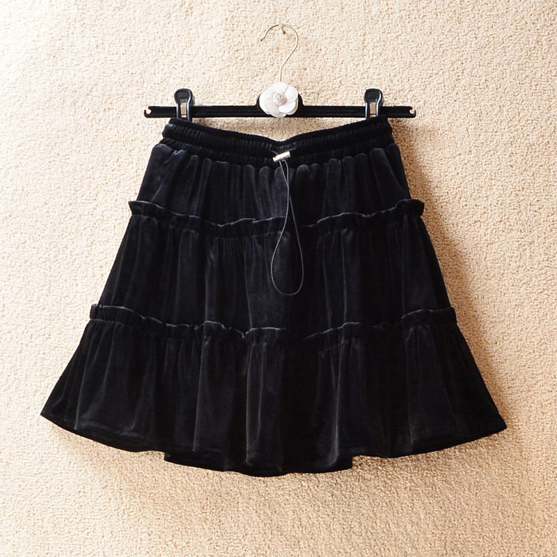 金丝绒短裙蓬蓬A型秋冬半身裙女