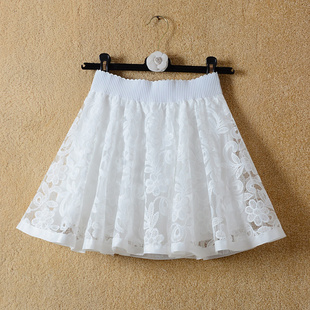 蓬蓬裙大摆裙子半裙 短款 春夏季 蕾丝伞裙半身裙黑色a字高腰短裙女