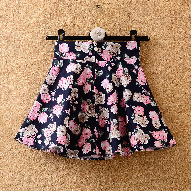 印花夏季防走光短裙女拉链半身裙