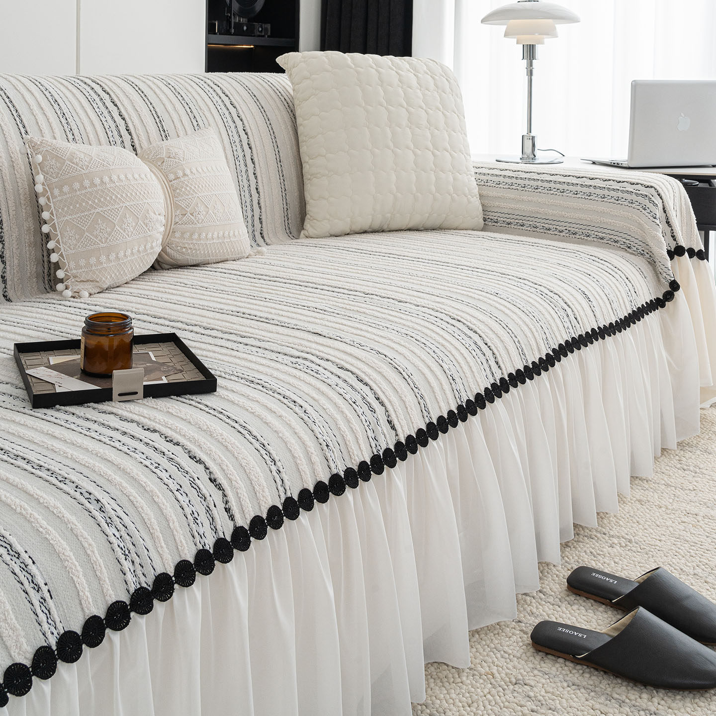 轻奢风拼接雪尼尔沙发巾2025年新款坐垫扶手套罩氛围感多功能盖布,居家布艺,沙发垫,淘宝优惠券,粉丝福利购,淘宝优惠卷