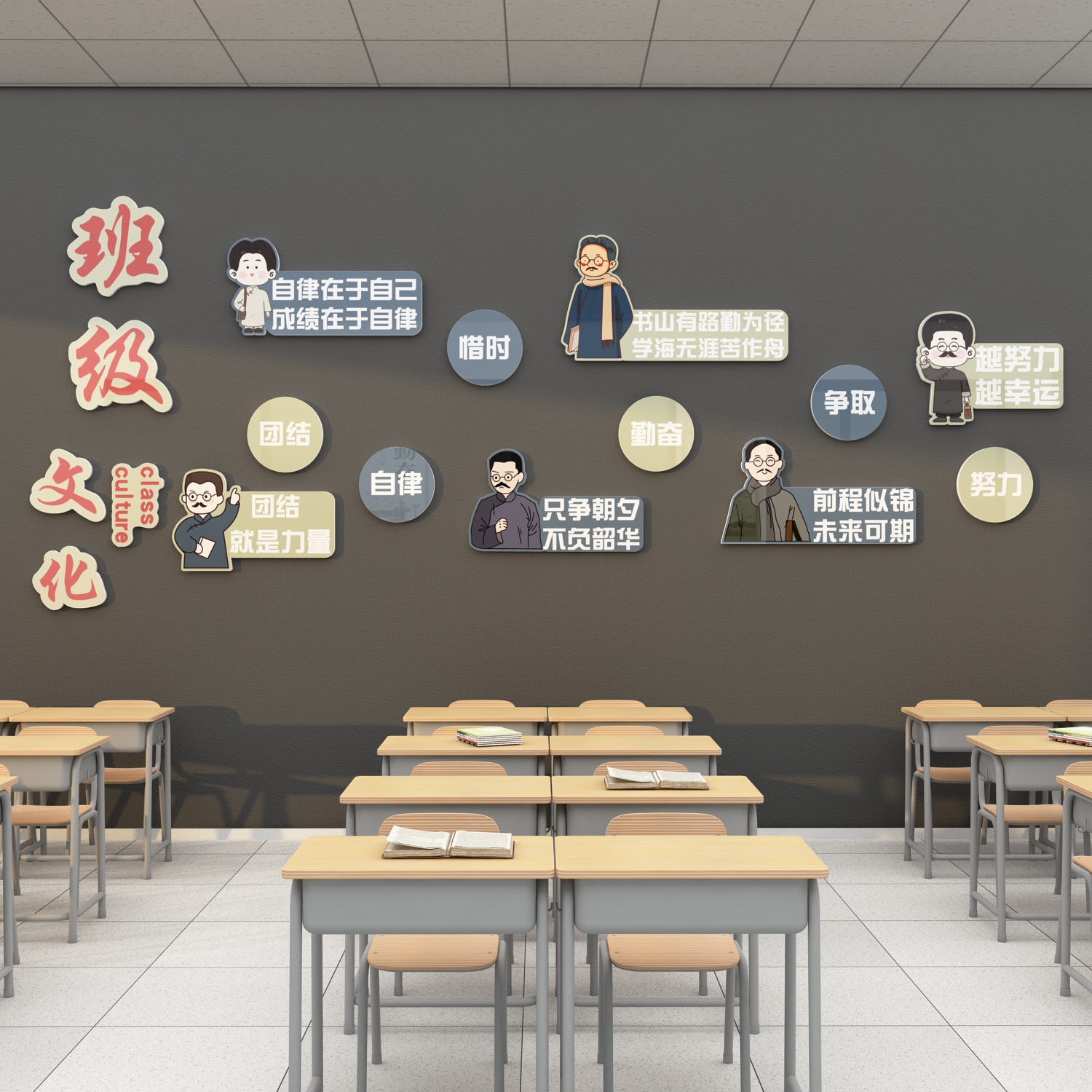 教室布置装饰班级文化墙贴纸小学初中高三励志标语黑板报管理神器_虎窝淘
