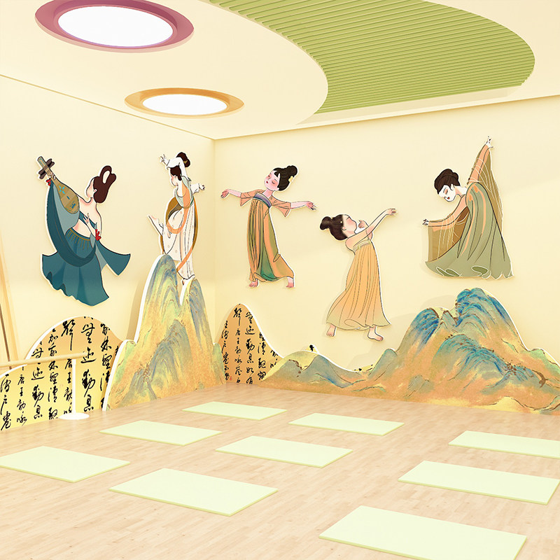 只此青绿中国舞蹈房墙面装饰教室布置贴画文化幼儿园环创材料主题