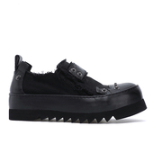 休闲潮鞋 原创手工男鞋 真皮帆布染色做旧厚底增高透气低帮懒人鞋