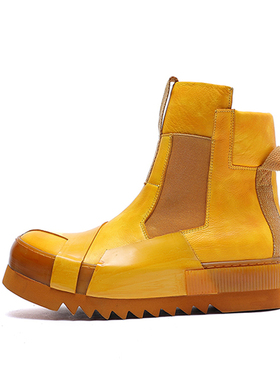 BBS 原创小众设计真皮手工复古厚底增高休闲鞋高帮鞋男鞋女靴潮鞋