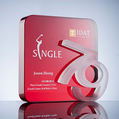 奖杯定制K9红色水晶奖杯高大上运动奖牌高尔夫定制single比赛挂牌