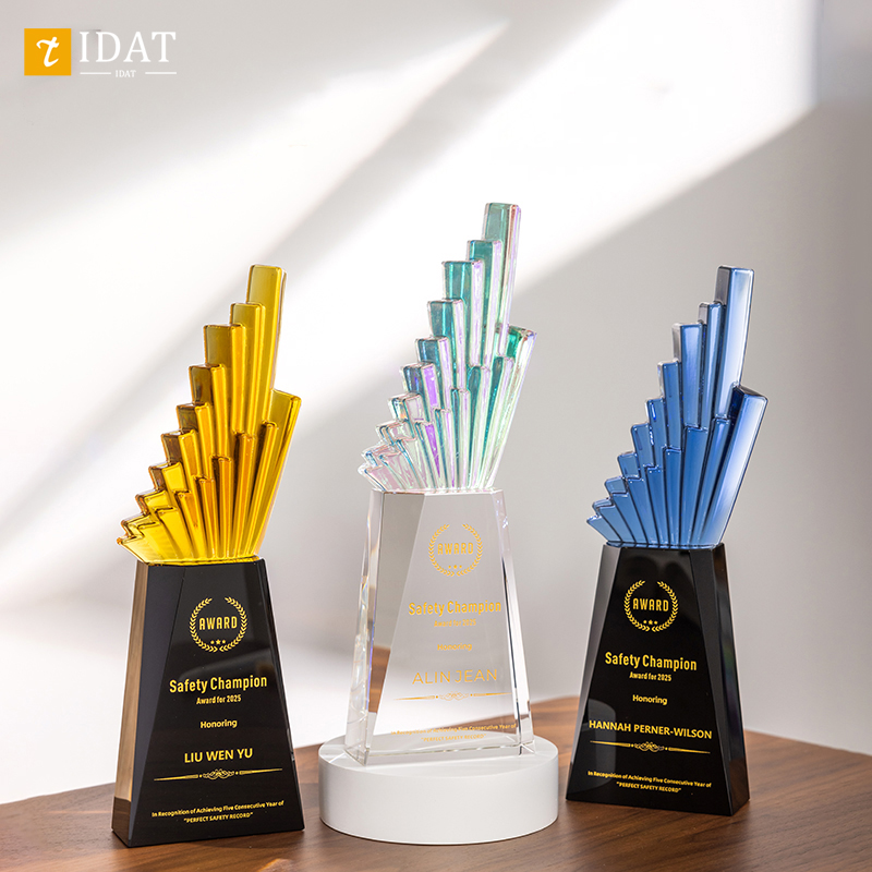 琉璃水晶奖杯定制定做高档大气周年活动企业员工颁奖奖牌订制订做