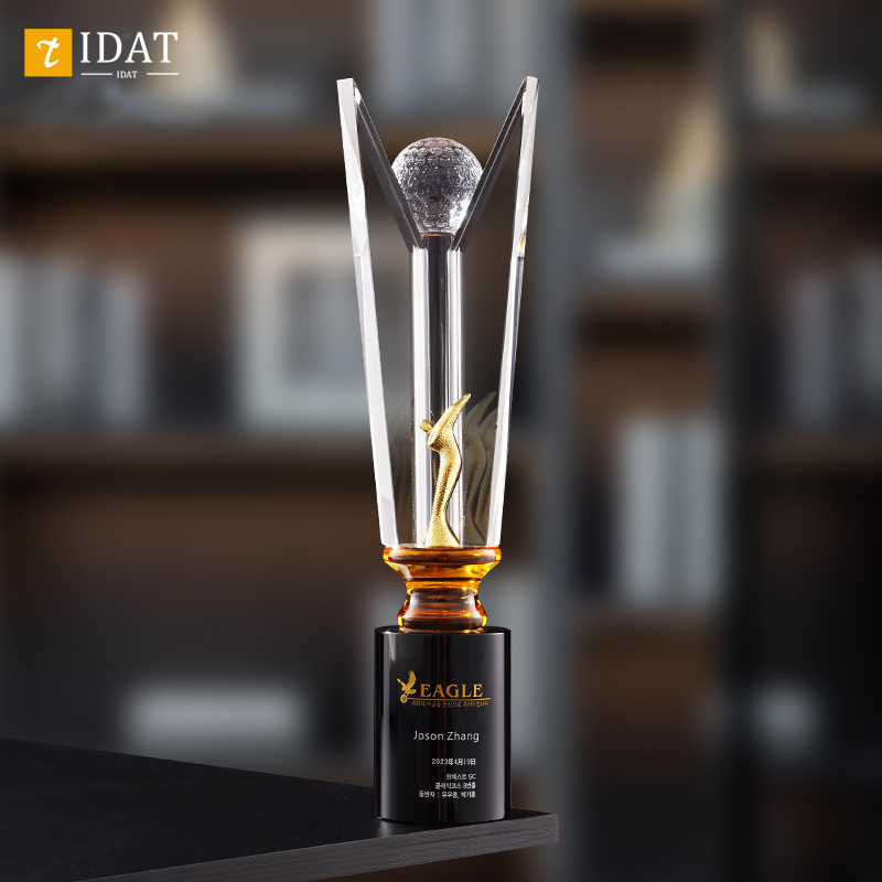 水晶奖杯定制高档大气高尔夫赛事颁奖嘉奖一杆进洞EAGLE纪念订制
