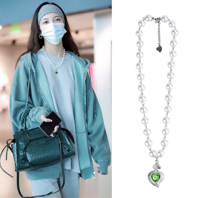 爱心宝石珍珠项链宋妍霏同款