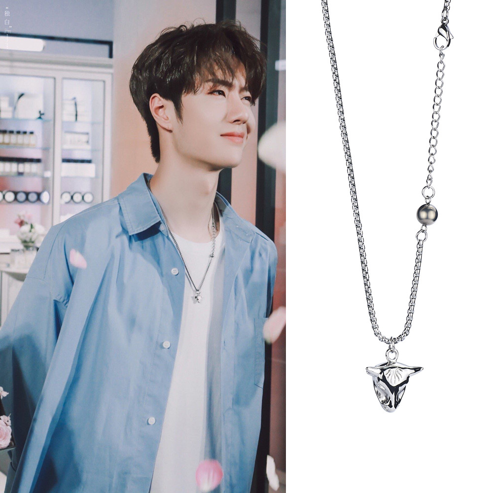 王一博同款牛头项链男嘻哈潮人百搭女网红挂饰品钛钢吊坠毛衣链子