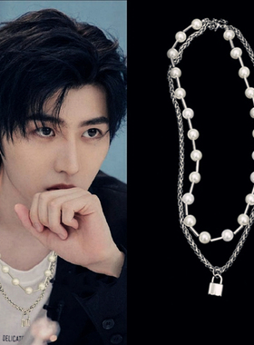 钛钢珍珠龙骨链男女双层叠戴项链