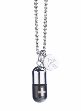 ins治愈系可打开彩色胶囊药丸项链 潮人百搭钛钢吊坠街头嘻哈配饰