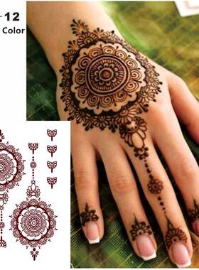 Classic Brown And Black Henna Temporary Tattoo For Hands And