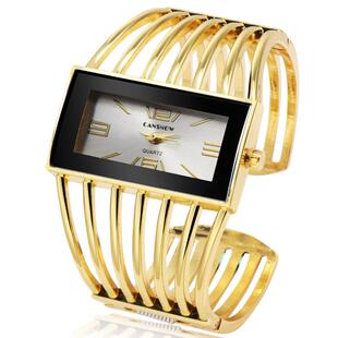 女生合金手镯表创意长方形表盘女款石英手表 Girls Quartz Watch