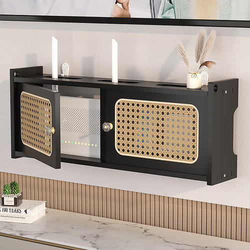 机顶盒路由器收纳盒实木置物架