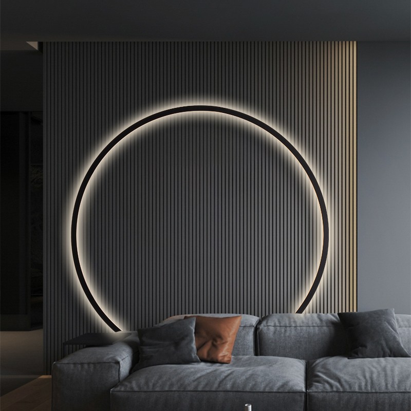 极简壁灯卧室床头灯创意客厅背景墙壁画圆形设计师轻奢装饰氛围灯图片