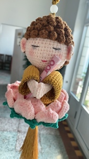 成品手工编织莲花小佛陀挂件毛线钩织diy材料包自制车挂礼物