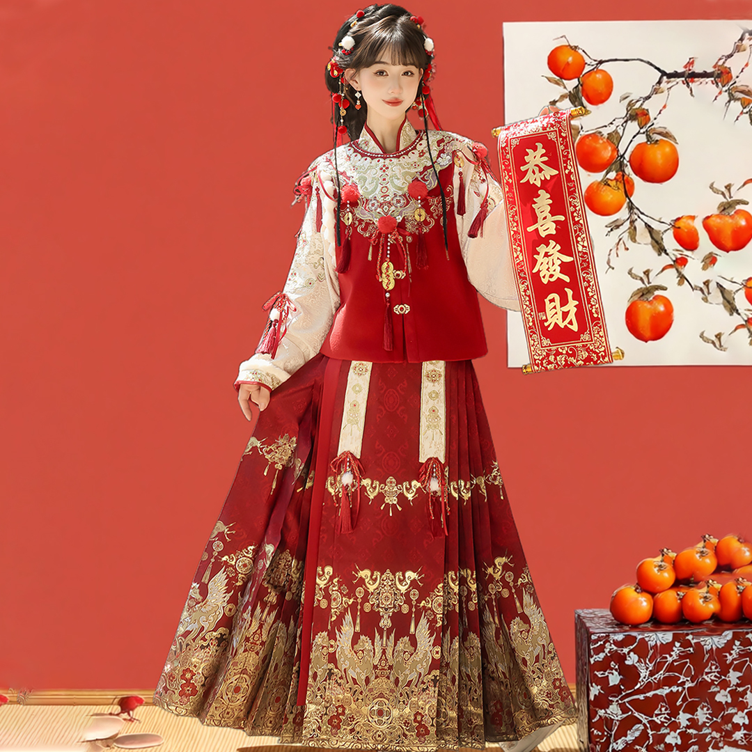 汉服马年2026新款重工马面裙套装