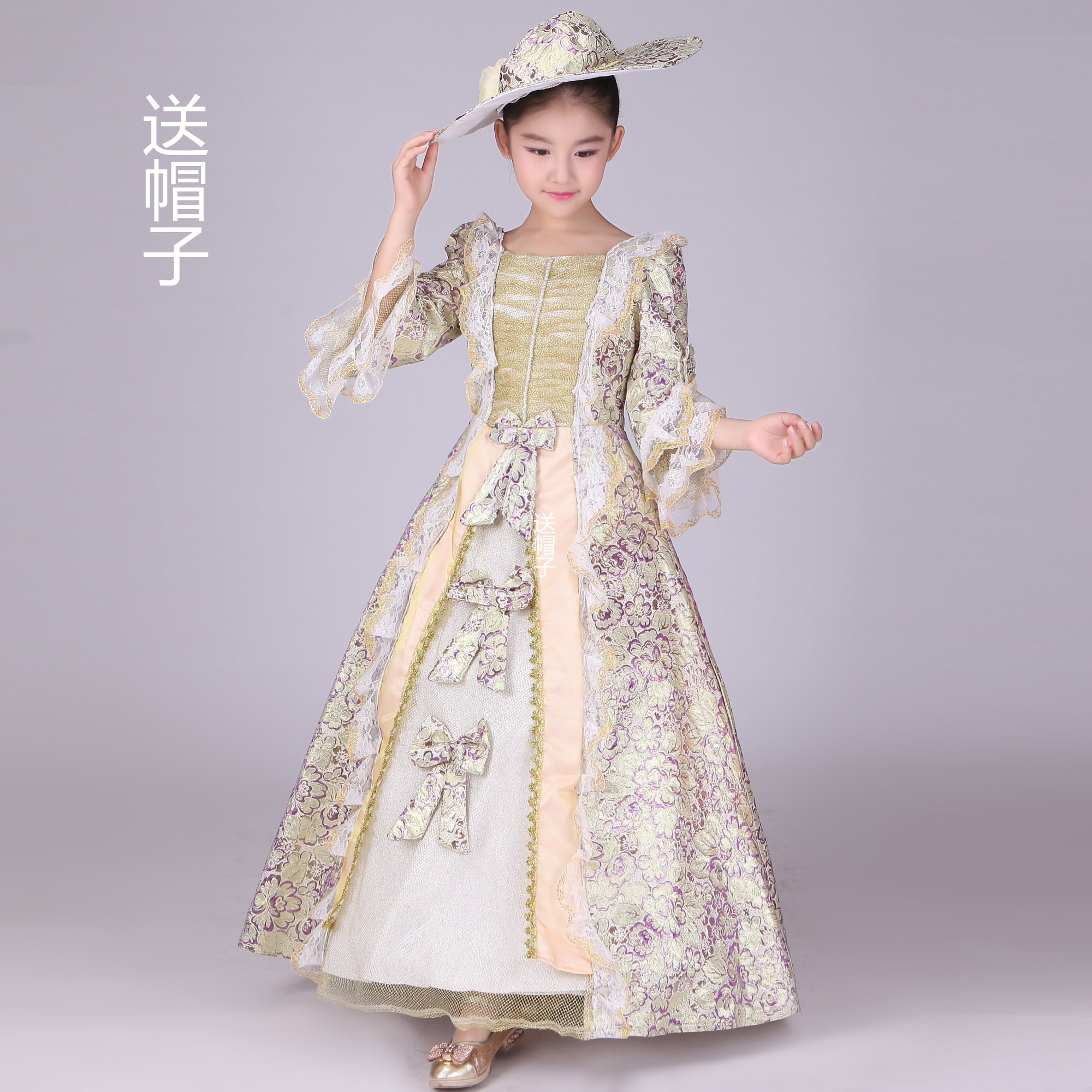 儿童欧洲宫廷英国皇家服装欧式女童复古贵族公主裙礼服童装表演服
