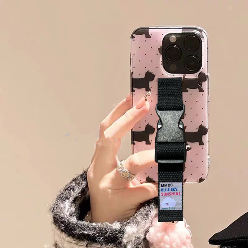 少女粉色小狗适用苹果17 16 15腕带手机壳iPhone14 13 12华为mate60pro 70支架支架小米17史努比定制型号创意
