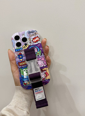 限定紫色总动员适用苹果17 16 15 14腕带手机壳iPhone13 12华为mate60 70pro支架P70荣耀支架小米15定制型号