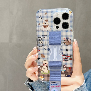 小众韩风狗狗腕带适用苹果17 16 15Pro Max手机壳13 14创意支架小众原创华为mate60 70 80小米17定制型号