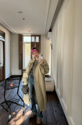 Miss家 2026年春季新款洋气宽松百搭高级感长款气质风衣外套女潮