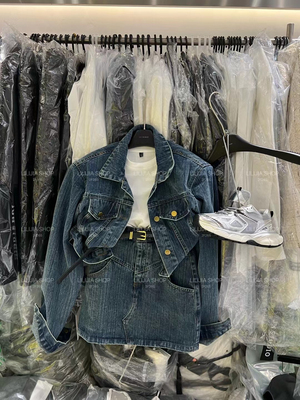 Miss家短款牛仔套装女2025春秋韩版宽松长袖外套+牛仔短裙两件套