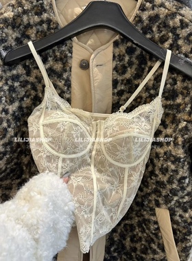 Miss家纯欲风性感吊带背心女马甲线蕾丝美背内衣轻奢磨毛打底上衣