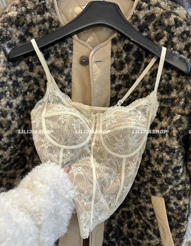 Miss家纯欲风性感吊带背心女马甲线蕾丝美背内衣轻奢磨毛打底上衣