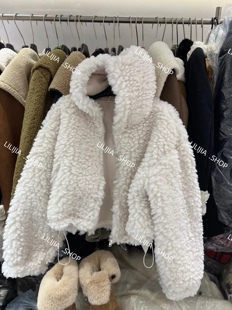 皮毛一体外套女 减龄卫衣式 Miss家 连帽毛毛拉链外套2025秋冬新款