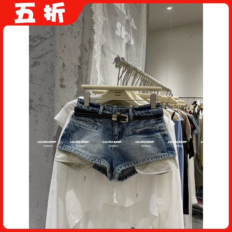 【五折】2026夏季新款韩版时尚百搭修身显瘦辣妹牛仔短裤女配腰带