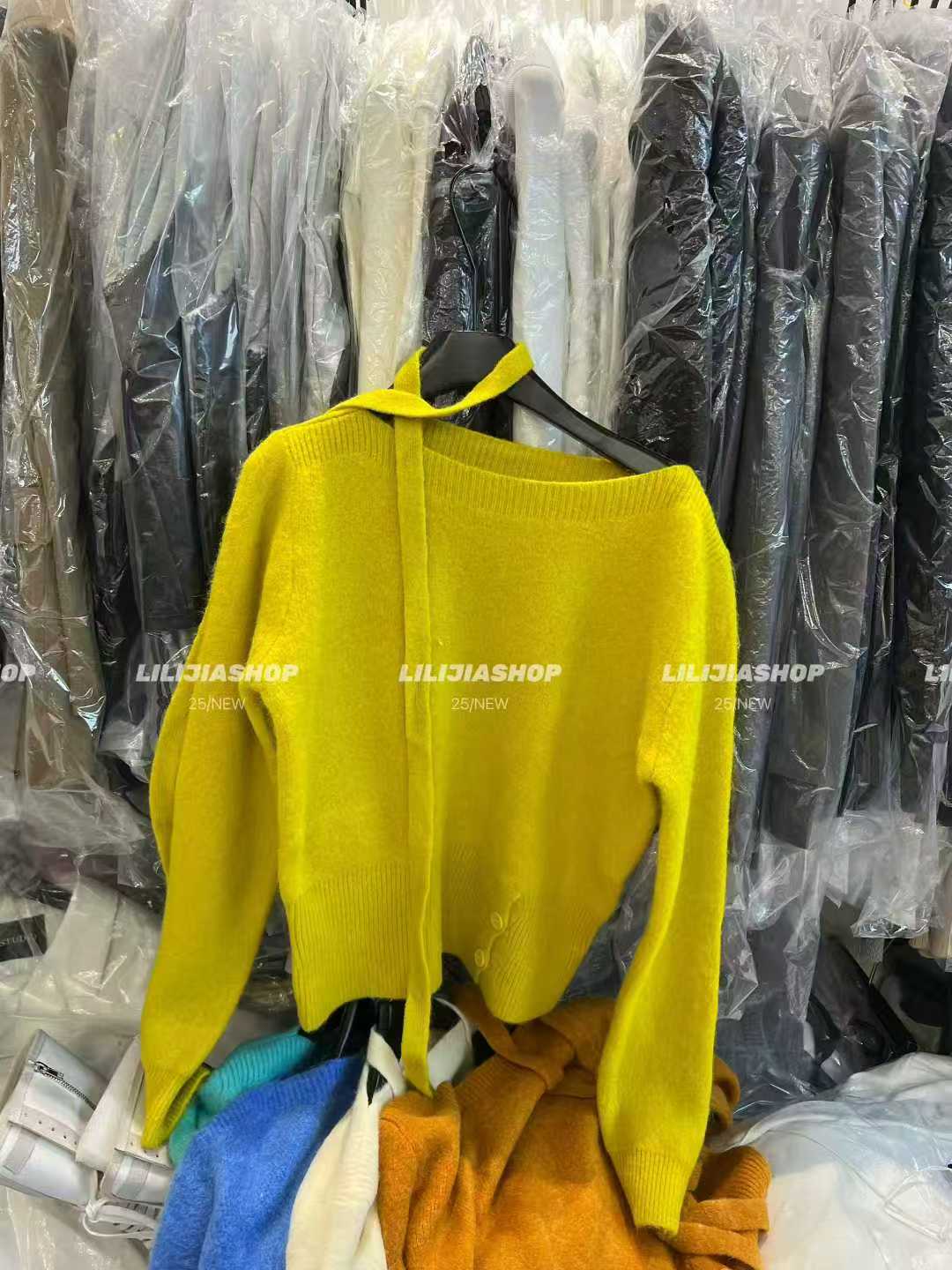 Miss家 糖果色多巴胺软糯好质感宽松毛毛衣女秋冬慵懒风领带上衣