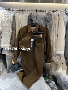 Miss家 加厚牛仔套装女韩版复古短外套高腰宽松阔腿牛仔裤两件套