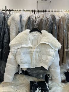 Miss家韩国东大门羊羔毛羽绒服短款冬季新款翻领小个子白鸭绒外套