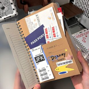 A5牛皮纸袋鼠本旅行收纳笔记本DIY线圈手账本记事本复古风日记本