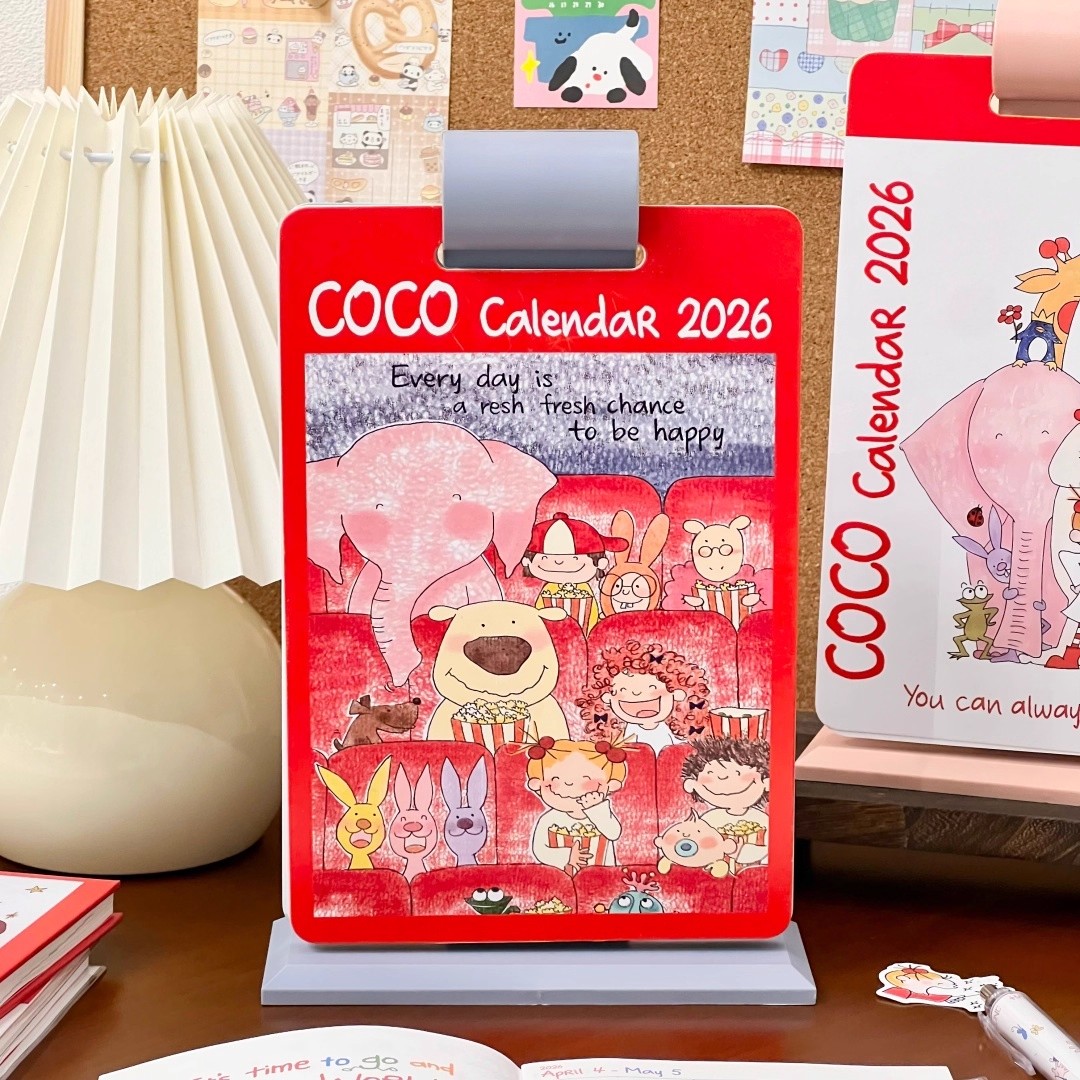 2026年可爱COCO酱台历卡通彩绘日历学生日程规划打卡月历桌面摆件