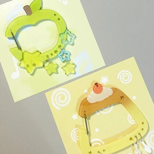 可爱清透ins风青苹果布丁亚克力登山扣钥匙扣高颜值挂件包包挂饰