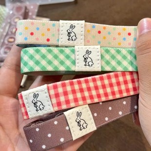 小兔波点格纹双面彩色绑带松紧带DIY手账装饰定页配件防爆本带子