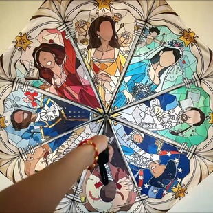 音乐剧汉密尔顿彩窗黑胶晴雨两用伞高颜值便携自动伞防嗮遮雨加厚