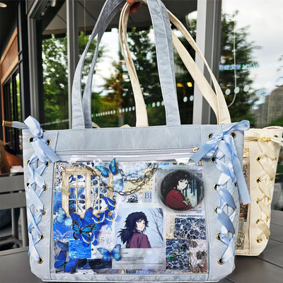 富冈义勇鬼灭之刃痛包大食量二次元日系学院风吧唧谷子扎板通勤包