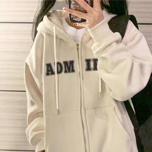 连帽开衫卫衣女oversize春秋款韩系加厚银狐绒宽松慵懒风上衣外套