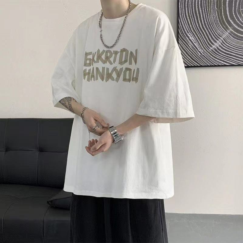 美式复古短袖t恤男女款夏季oversize宽松潮流潮牌体恤ins印花上衣