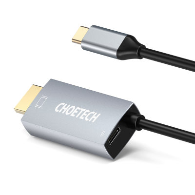 CHOETECH  铝壳60Hz高清数据线USB C转HDMI+PD高清转接线