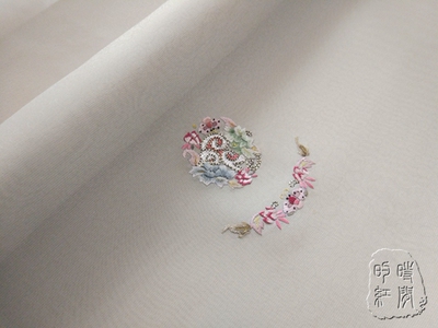 苏绣手工绣花老绣真丝长幅衣料