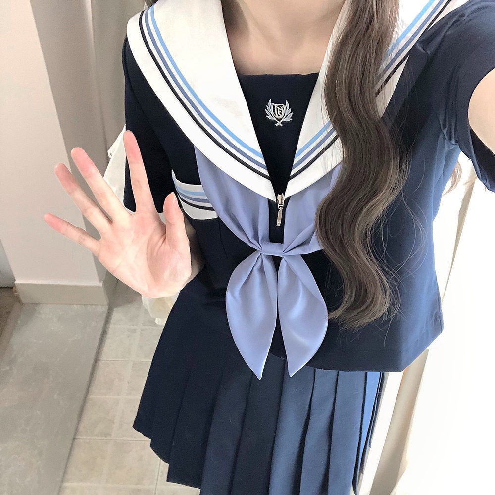 jk制服套装正版原创水手服短袖三本上衣日系校供学生毕业照校服