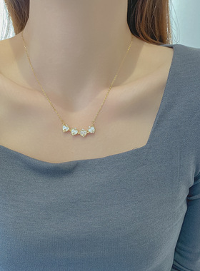 爱心项链女锁骨链钛钢不掉色颈链