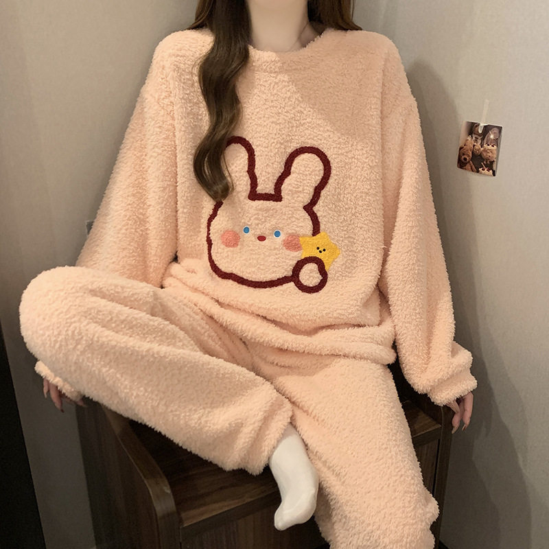 冬季珊瑚绒加厚加绒保暖睡衣